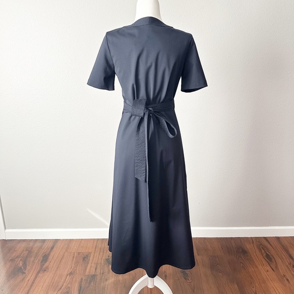 Soeur Phenomene Navy Blue Short Sleeve Wrap Midi Dress FR Size 36 US Size 4 NEW - Picture 7 of 15